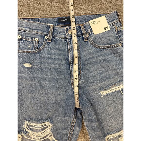 NWT Aeropostale Jeans High Rise Baggy Distressed Medium Wash Size 6 Short - Picture 8 of 10